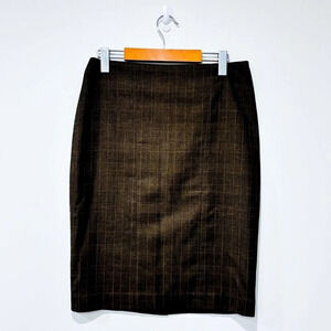 SANDRA ANGELOZZI Brown plaid pencil skirt | Tailored office classic | 34 EU *